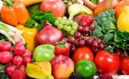 Healthy basket of fruit and vegetables