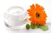 pot of face cream and calendula flower