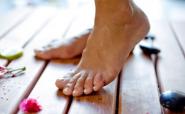 beautiful feet on wood floor